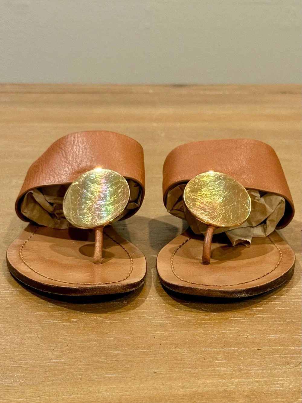 Tory Burch Patos Disc Thong Sandal Milled Calf Leather in MOU Sz 8